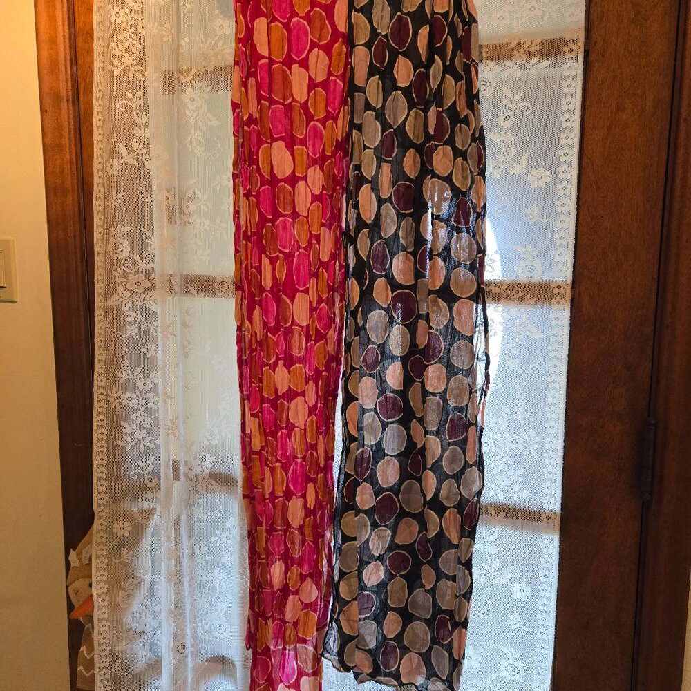 SOLD 2 Gudrun Sjoden 100% cotton scarves.  EUC.  Dimensions: 25" X 84".  $45.
